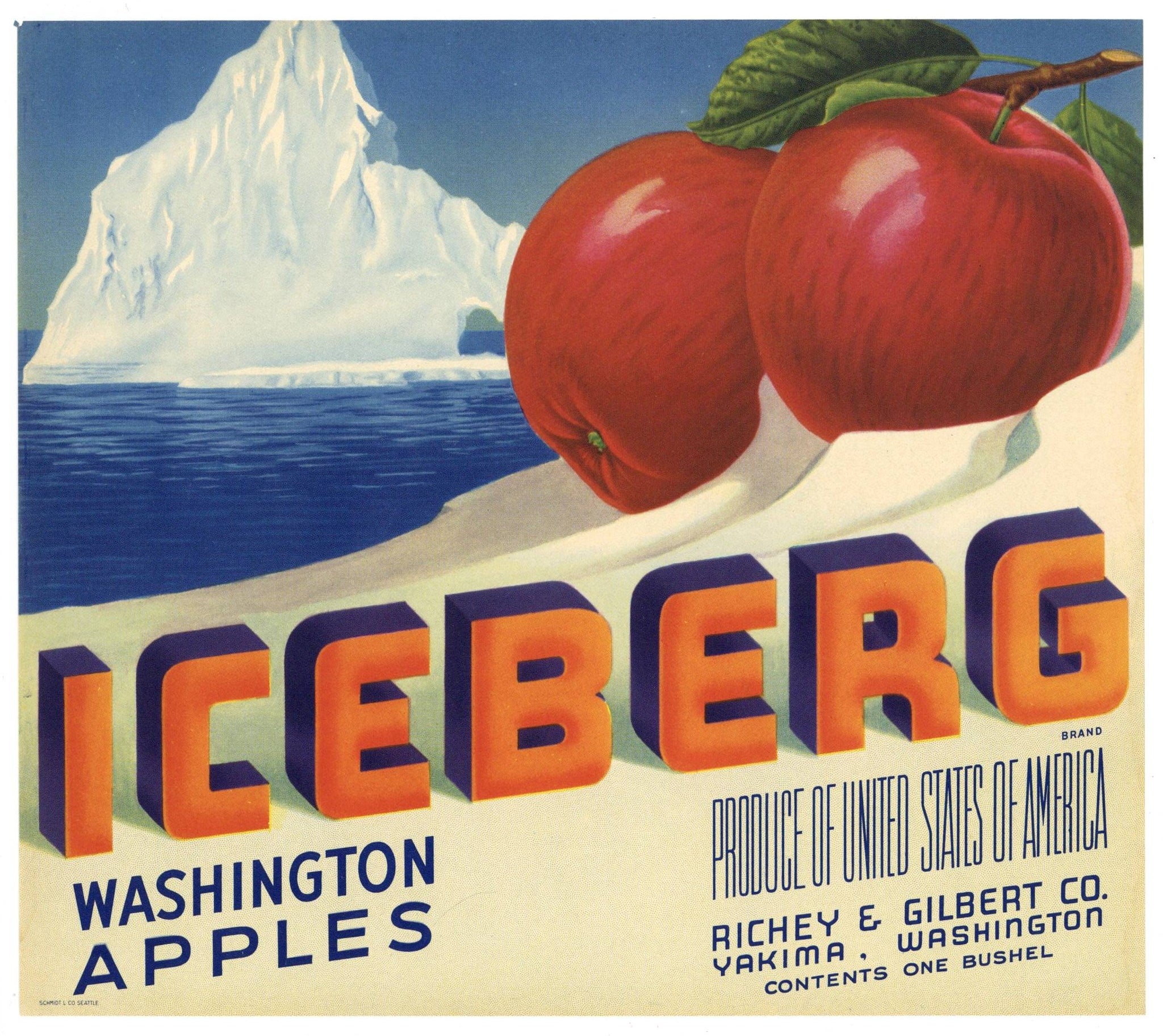 Iceberg Brand Vintage Yakima Washington Apple Crate Label