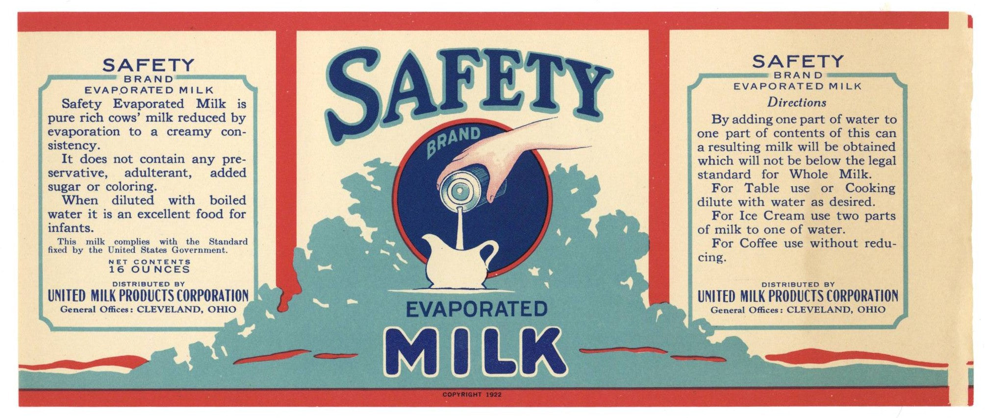 Safety Brand Vintage Cleveland Ohio Milk Can Label