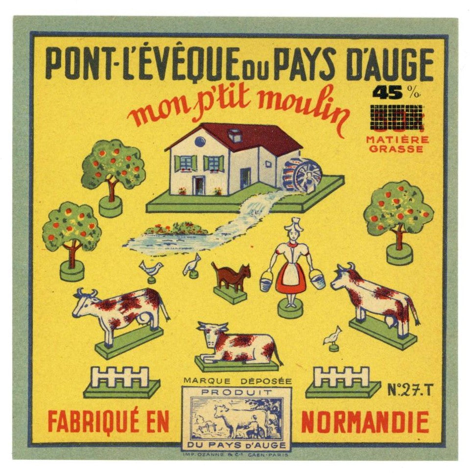 Pont Label Pont-Leveque ou Pays Dauge Vintage French Cheese Label – thelabelman