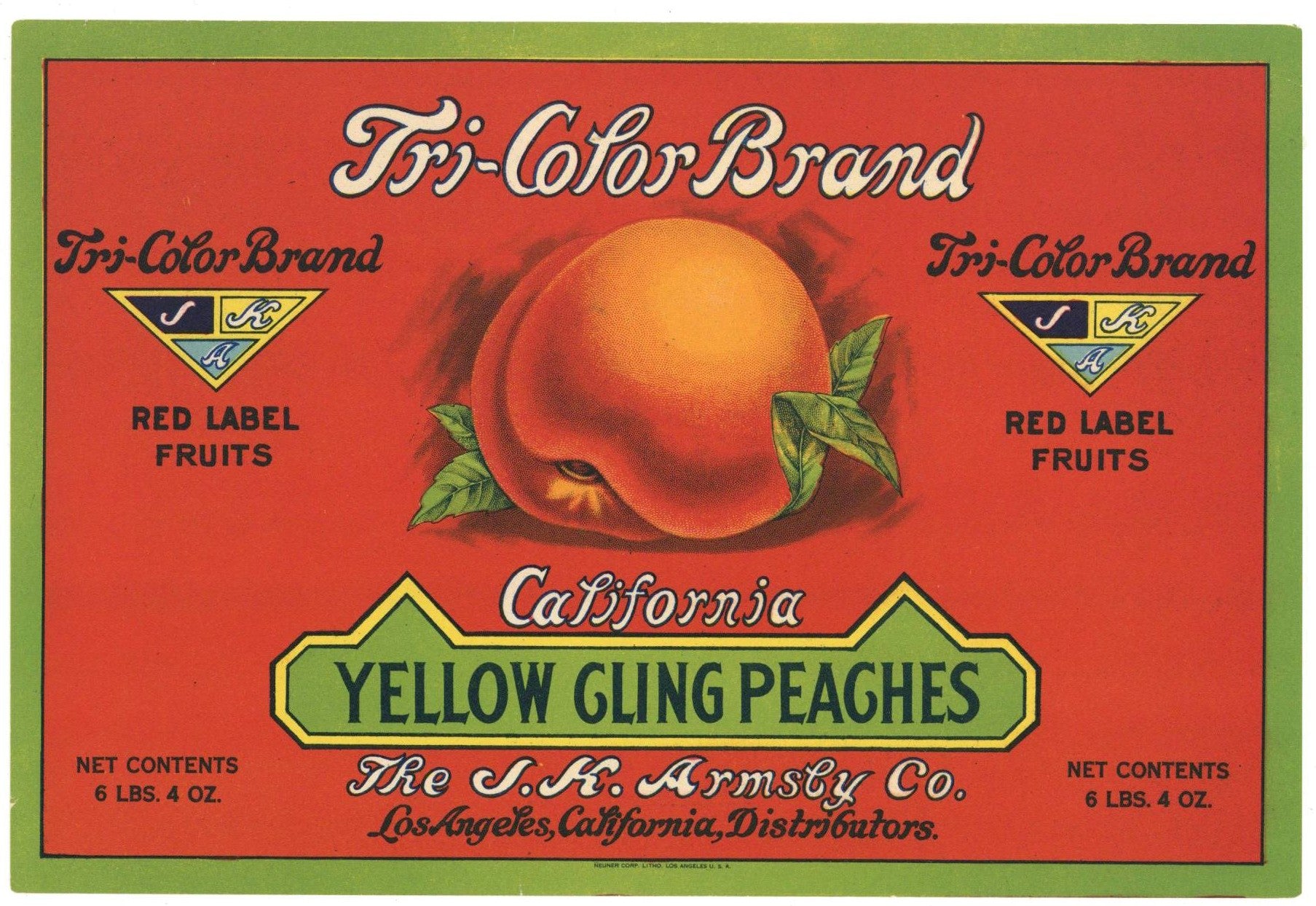 Tri-Color Brand Vintage Peach Can Label – thelabelman