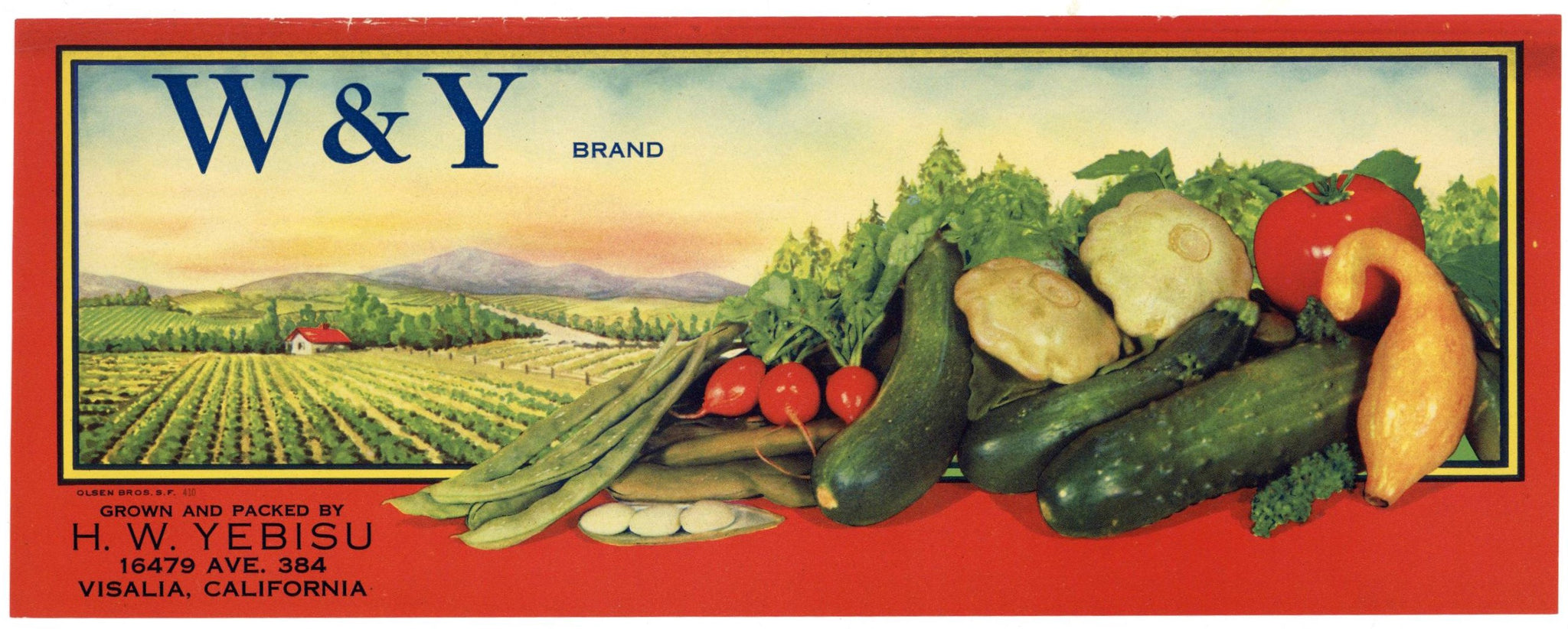 W & Y Brand Vintage Visalia California Produce Crate Label