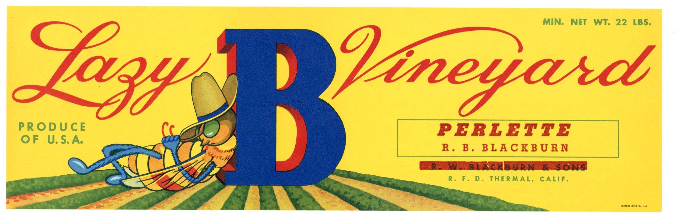 Lazy B Vineyard Brand Vintage Grape Crate Label y, overprint – thelabelman