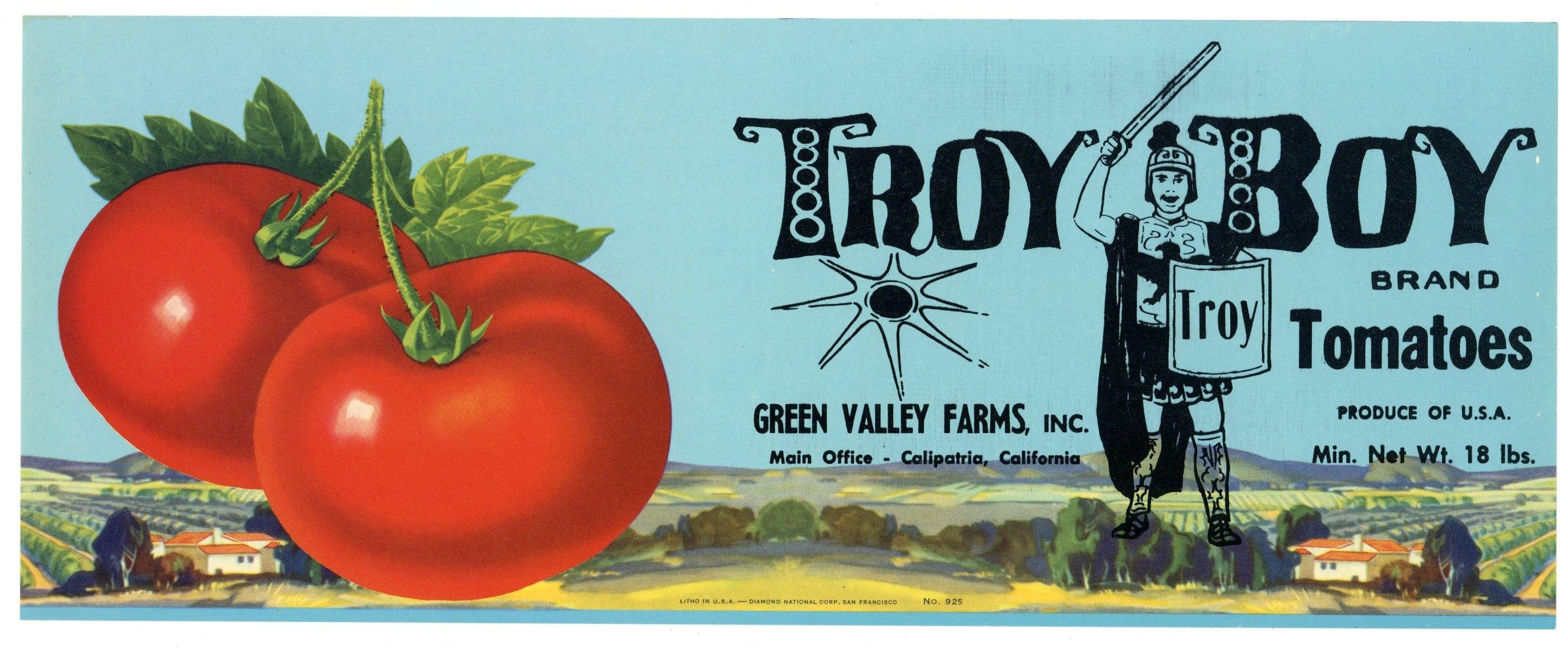 Troy Boy Brand Vintage Calipatria Tomato Crate Label, 18 lbs – thelabelman