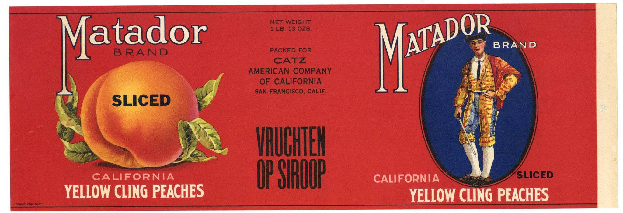 Matador Brand Vintage California Peach Can Label
