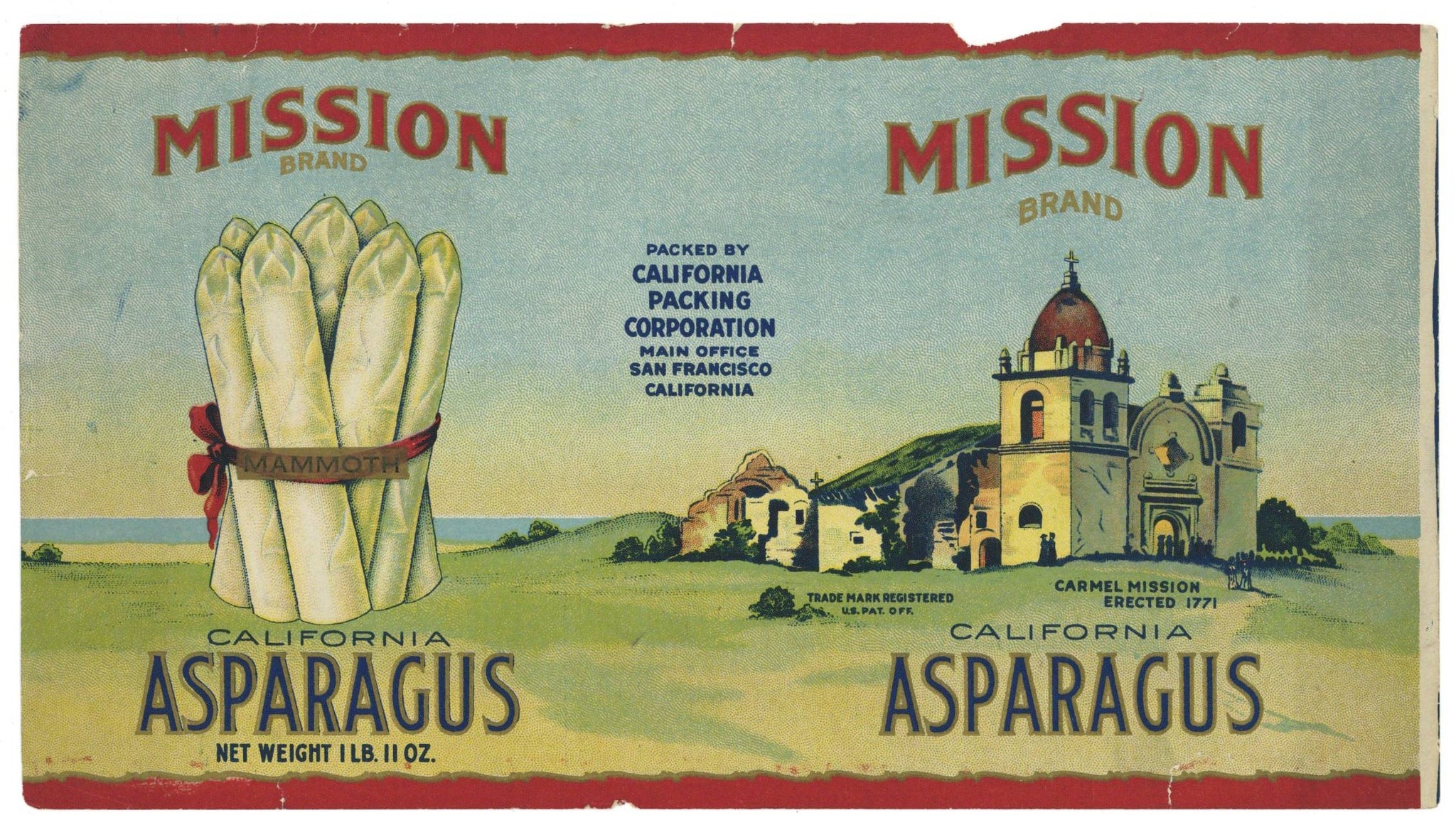 Mission Brand Vintage Asparagus Can Label, wear