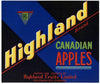 Highland Brand Vintage Canadian Apple Crate Label