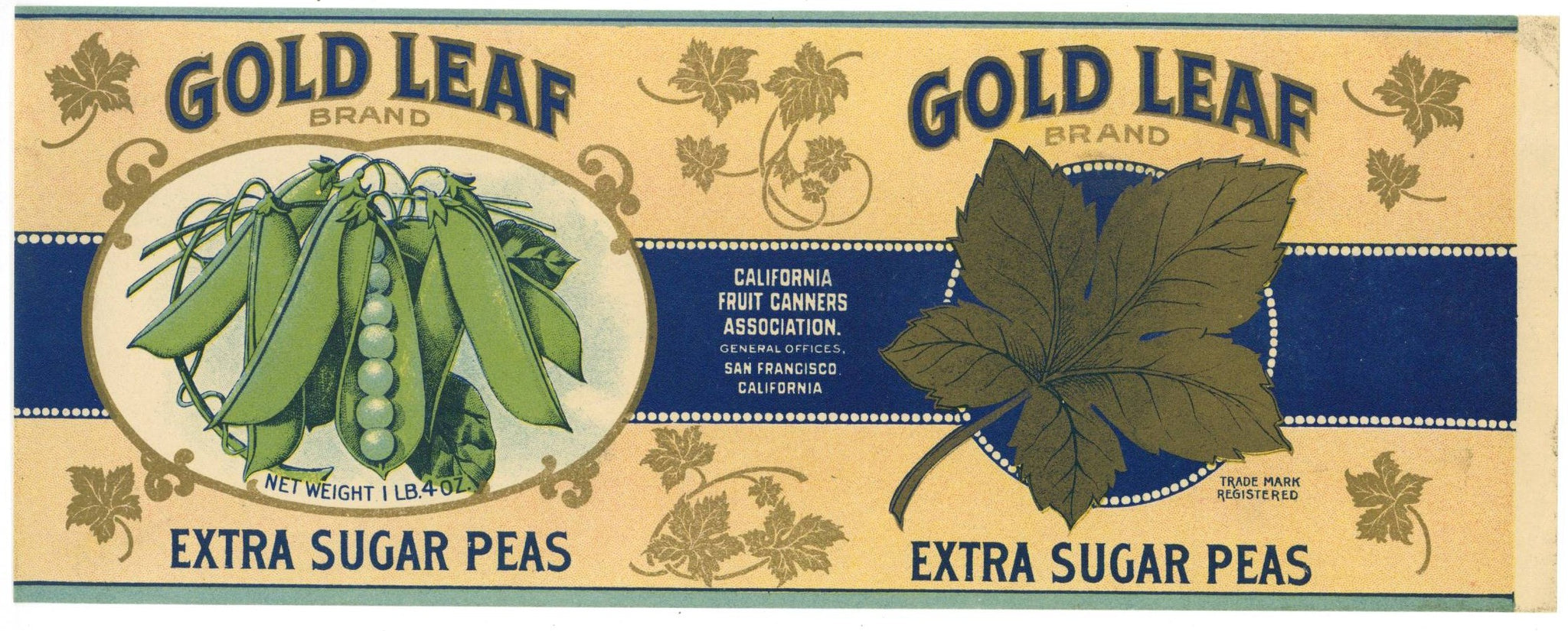 Gold Leaf Brand Vintage Sugar Peas Can Label