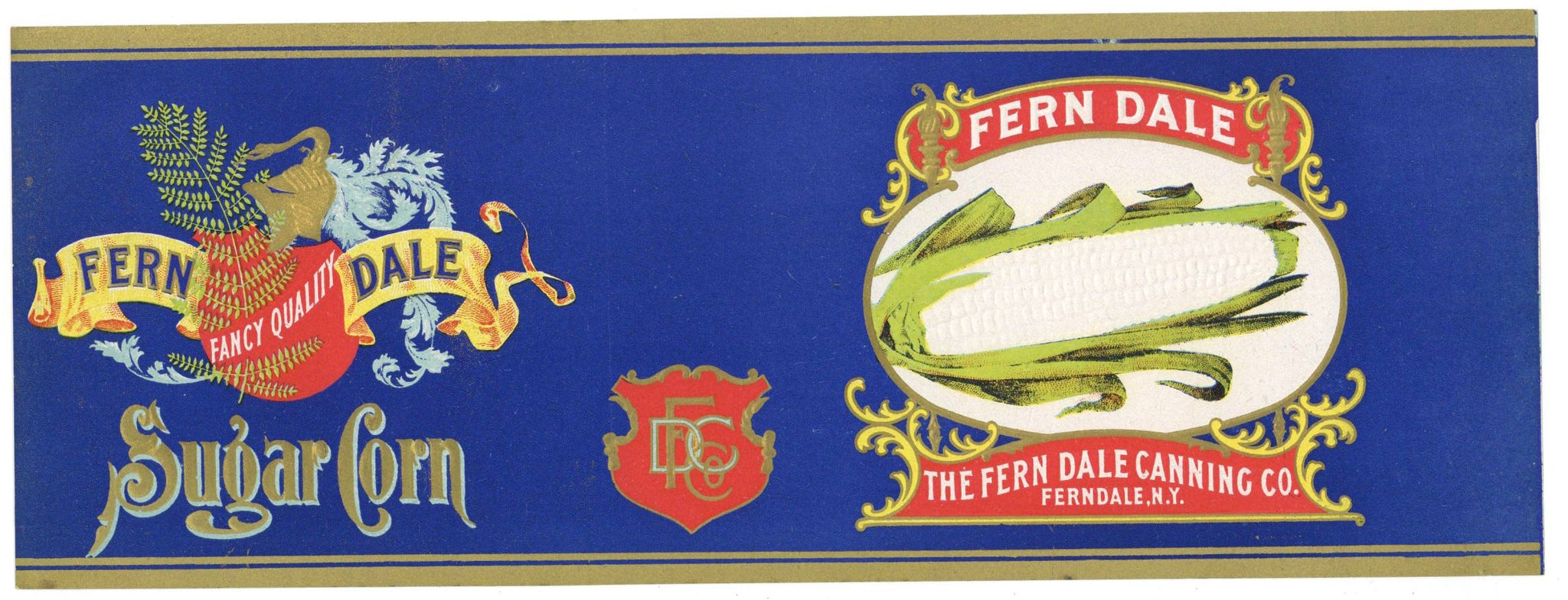 Fern Dale Brand Vintage Ferndale New York Corn Can Label