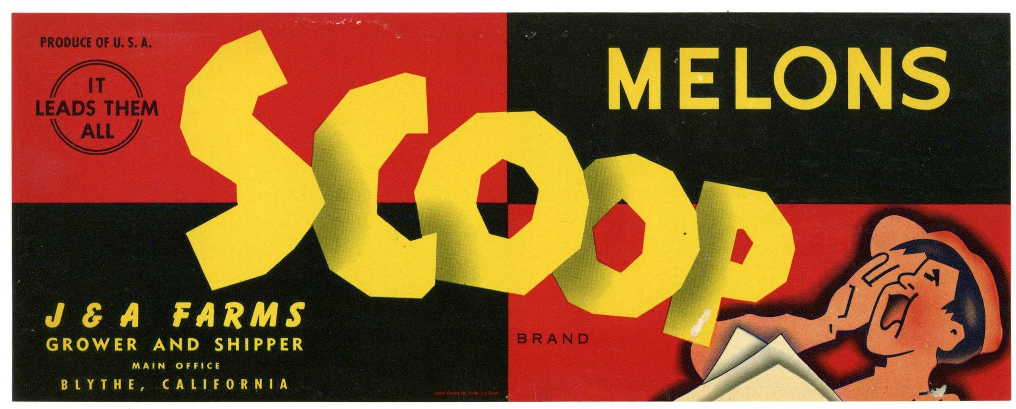 Scoop Brand Vintage Blythe California Melon Crate Label