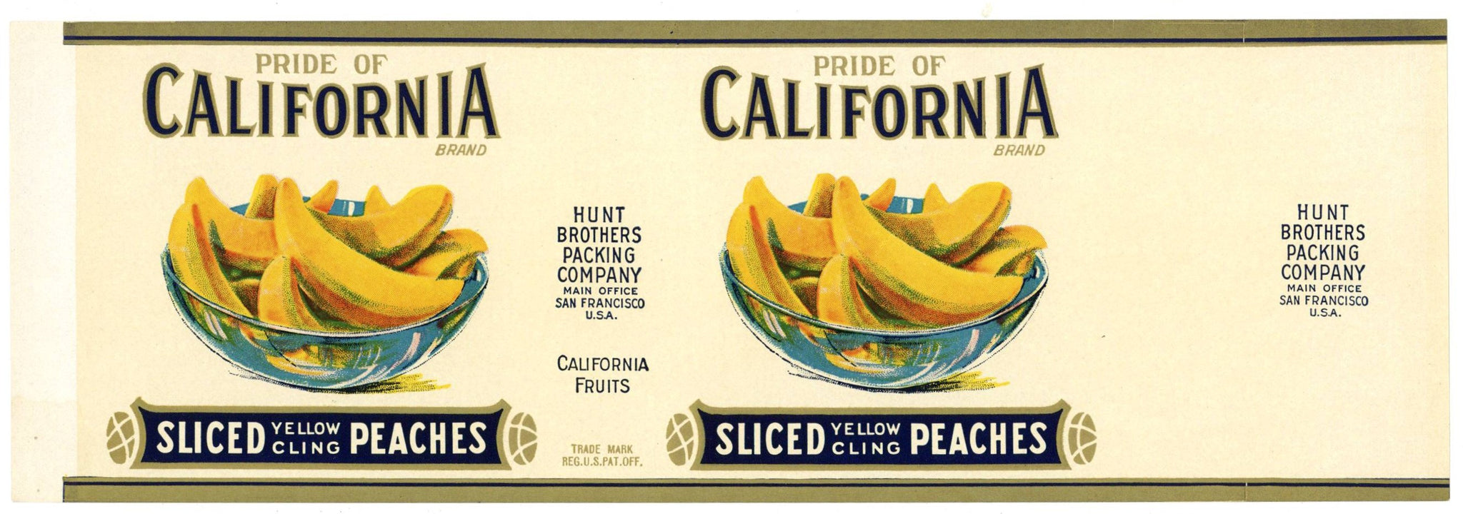 Pride of California Brand Vintage Peach Can Label