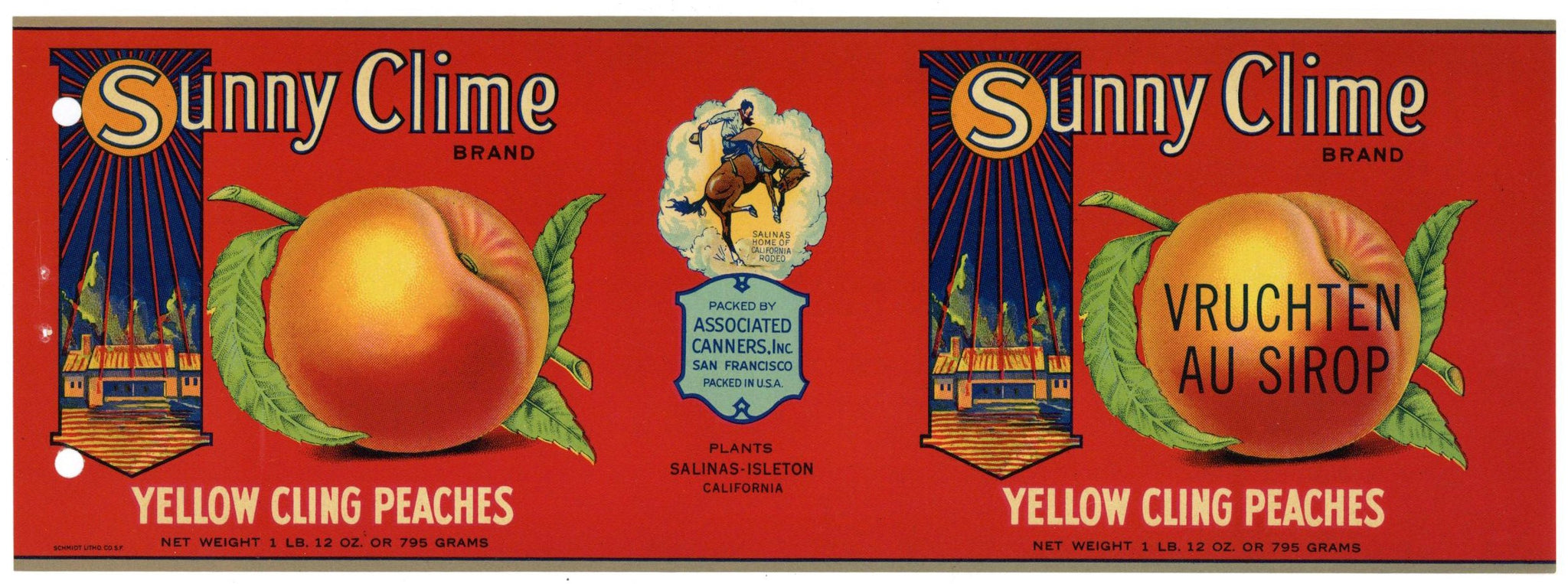 Sunny Clime Brand Vintage Peach Can Label