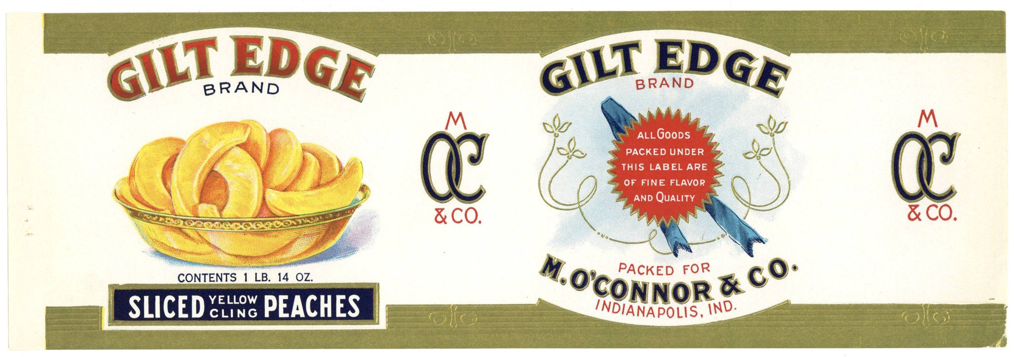 Gilt Edge Brand Vintage Indianapolis Indiana Peach Can Label