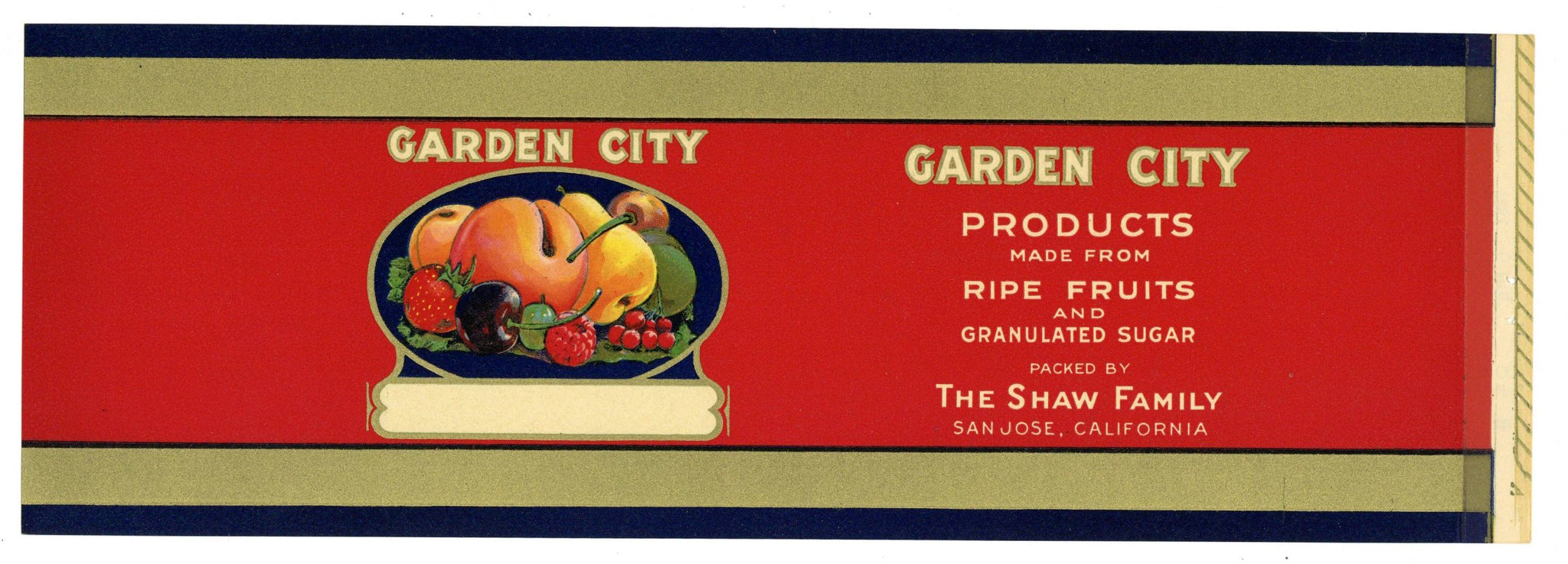 Garden City Brand Vintage San Jose California Can Label