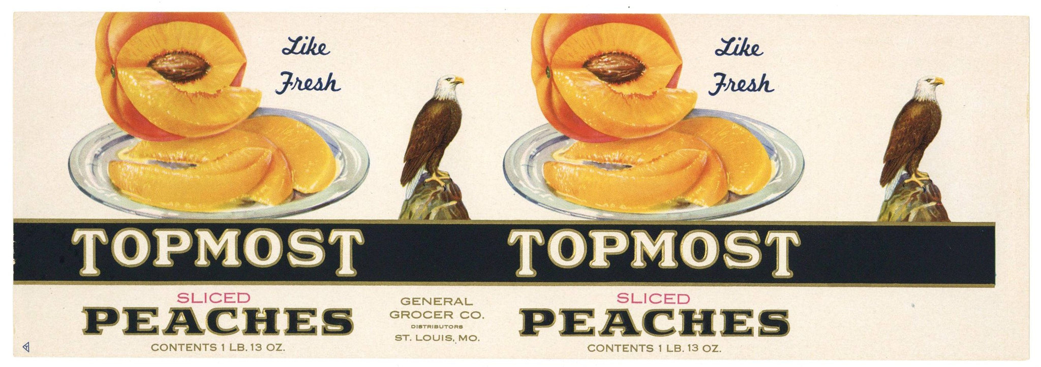 Topmost Brand Vintage Peach Can Label