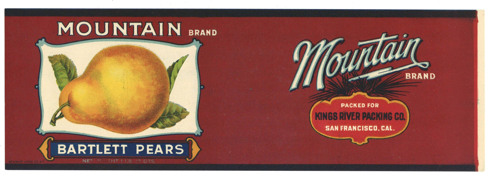 Mountain Brand Vintage Bartlett Pears Can Label