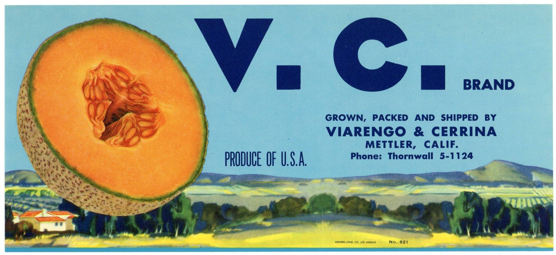 V. C. Brand Vintage Mettler California Melon Crate Label