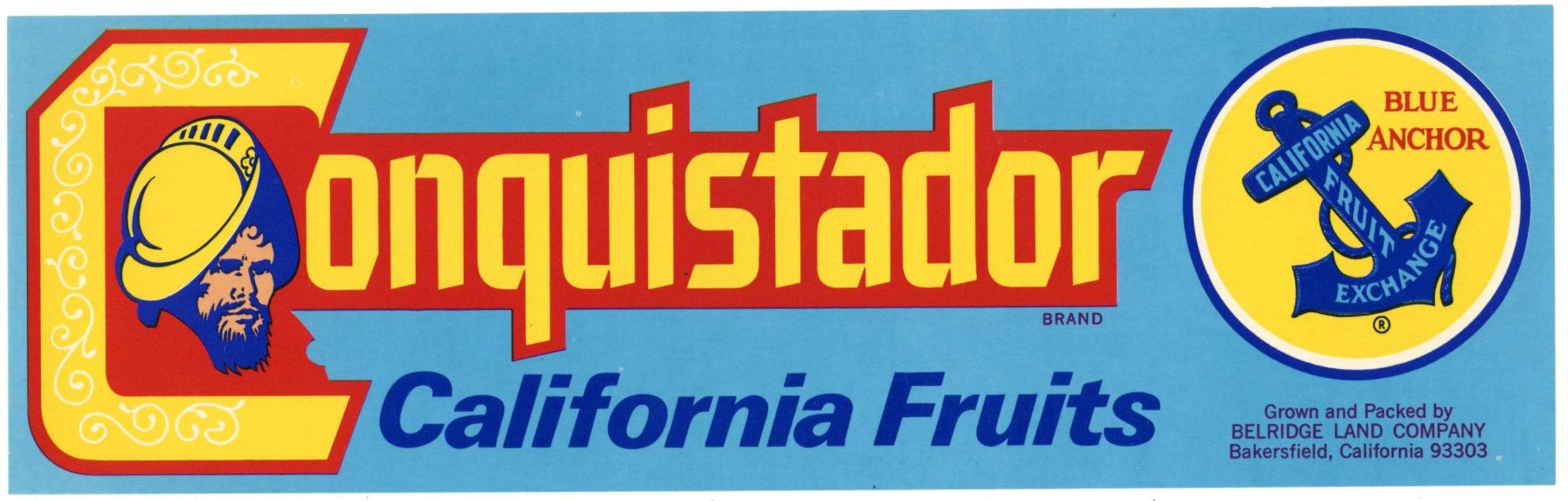 Conquistador Brand Vintage Bakersfield California Fruit Crate Label ...
