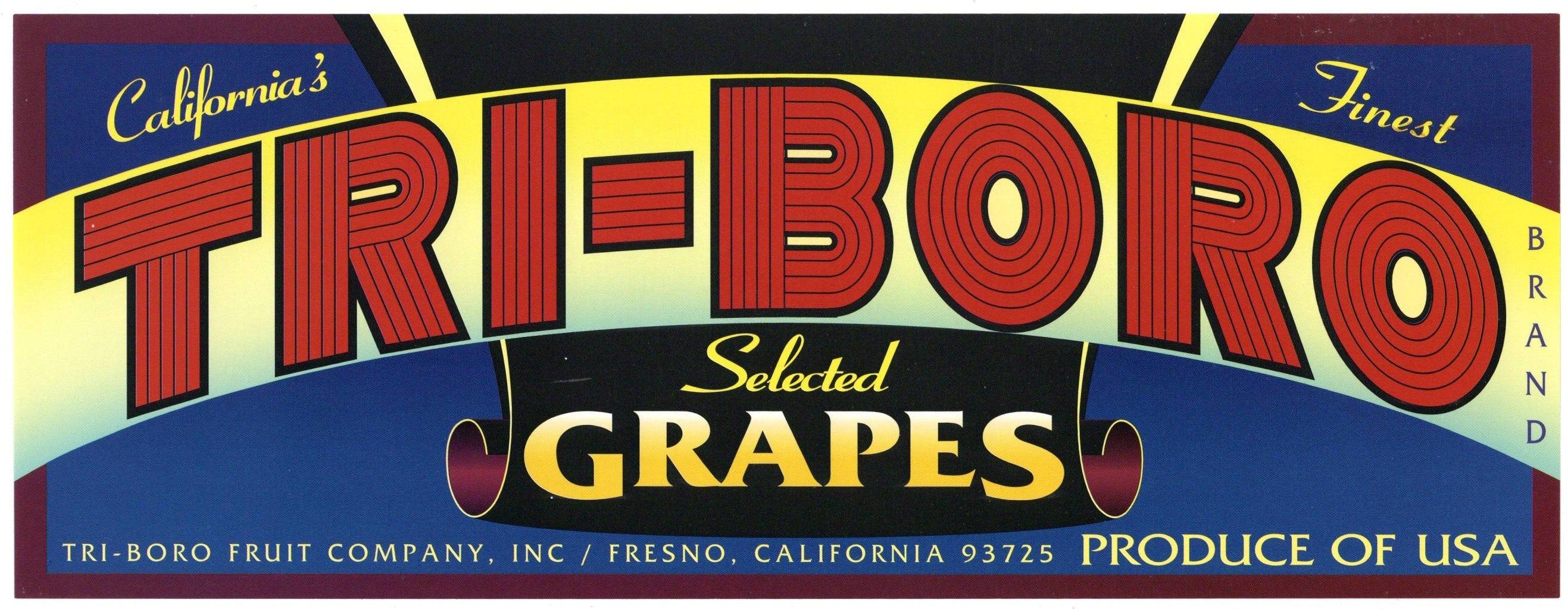 Tri-Boro Brand Vintage Fresno California Grape Crate Label, Selected G ...