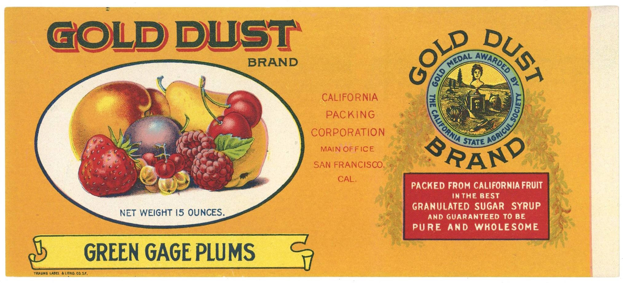 Gold Dust Brand Vintage Plums Can Label