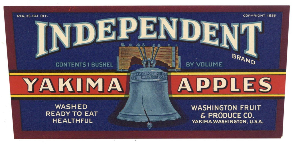 Independent Brand Vintage Washington Apple Bushel Label