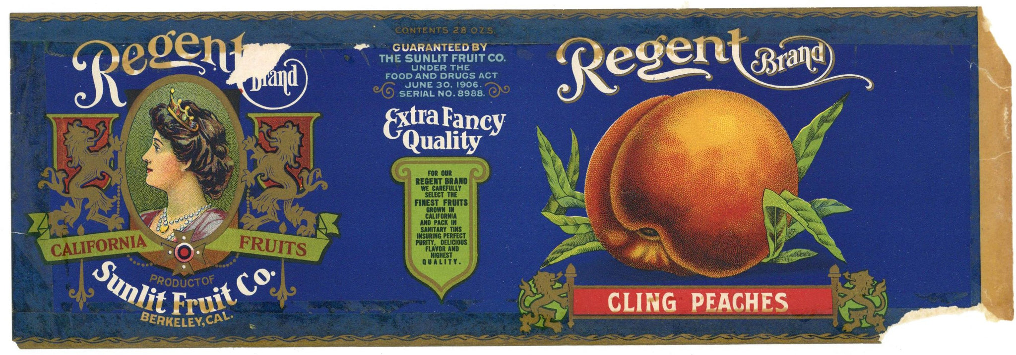 Regent Brand Vintage Peach Can Label
