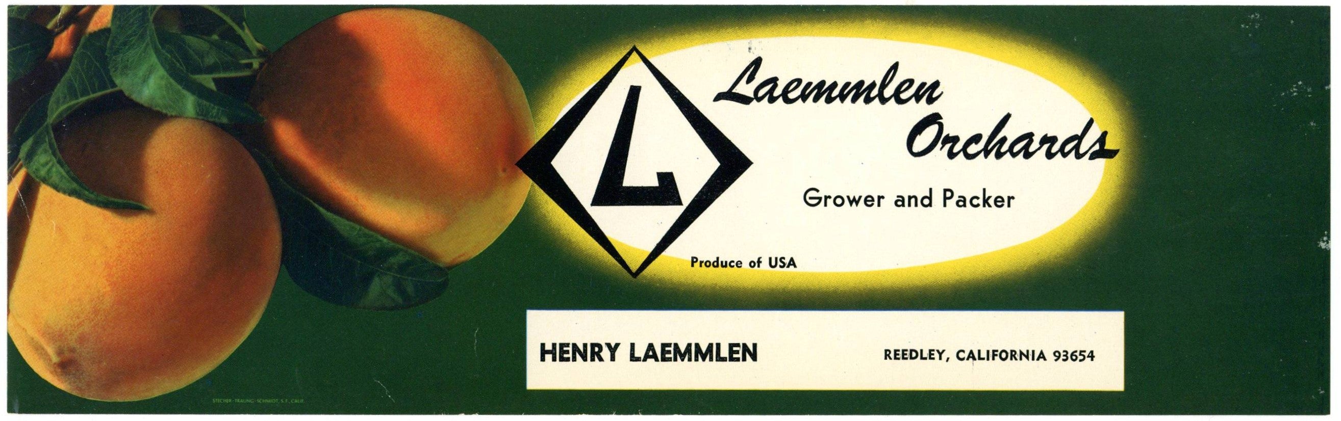 Laemmlen Orchards Brand Vintage Reedley California Peach Crate Label ...