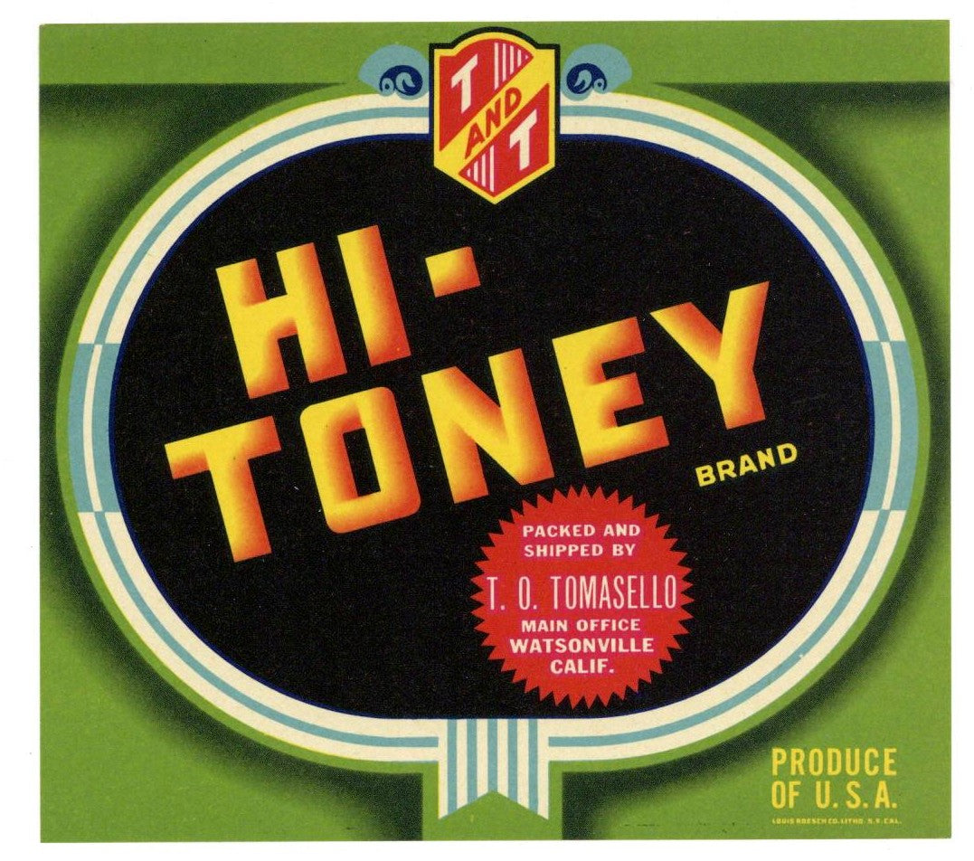 Hi-Toney Brand Vintage Watsonville California Vegetable Crate Label