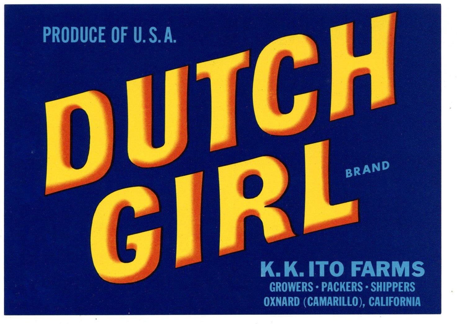Dutch Girl Brand Vintage Oxnard Camarillo California Vegetable Crate Label