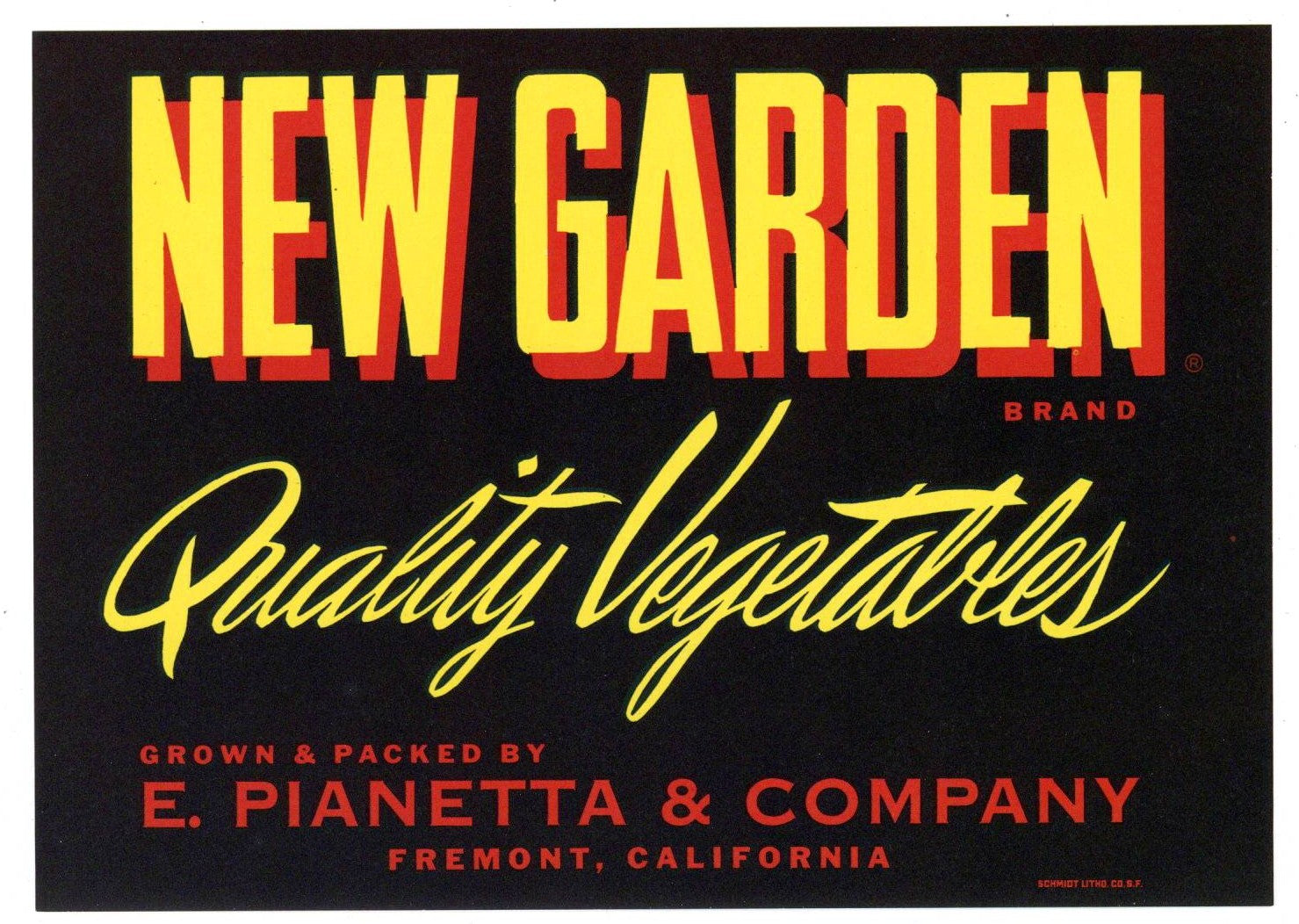 New Garden Brand Vintage Fremont California Vegetable Crate Label ...