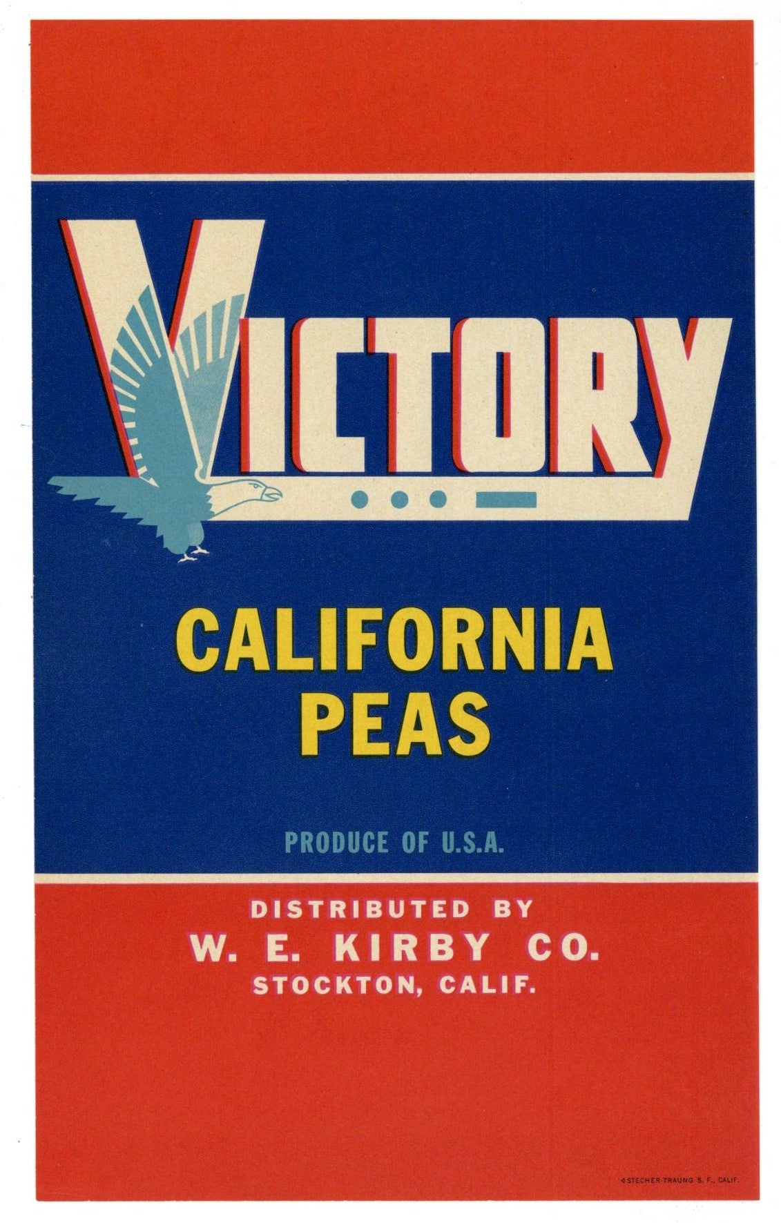 Victory Brand Vintage Stockton California Peas Crate Label
