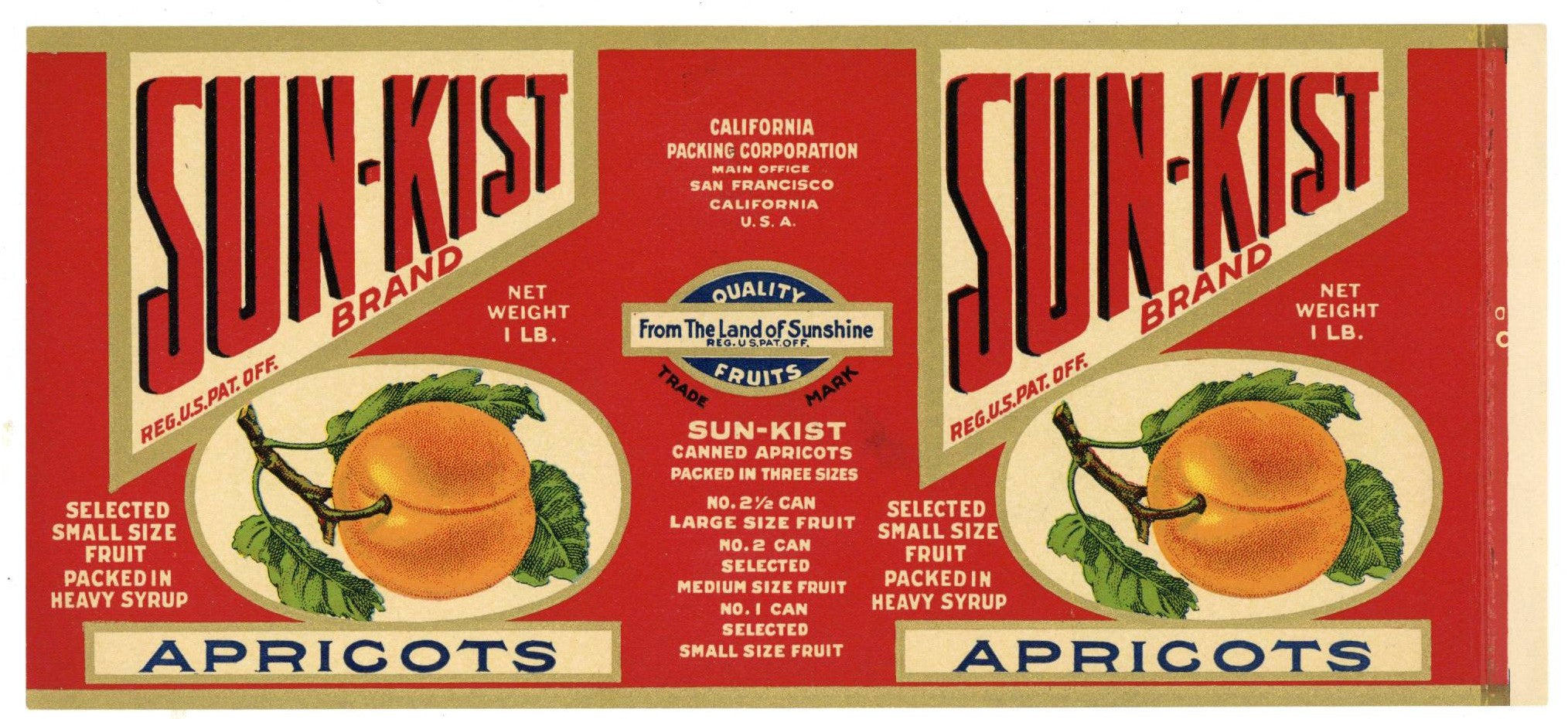 Sun-Kist Brand Vintage Apricot Can Label