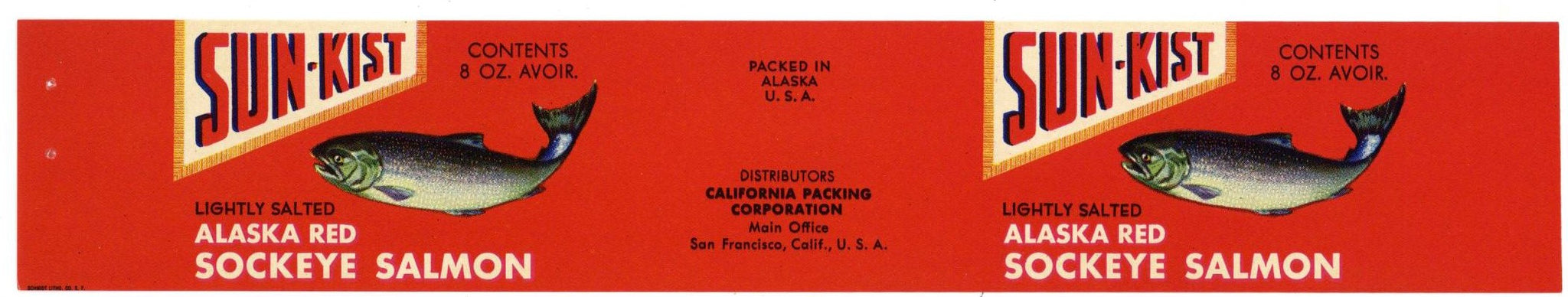 Sun-Kist Brand Vintage Salmon Can Label, smaller