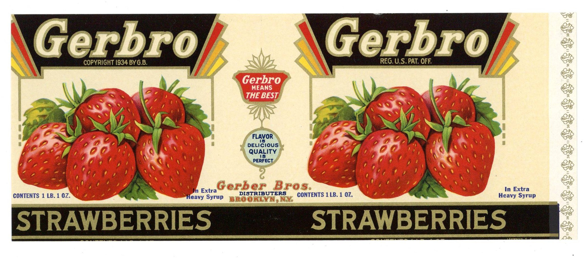 Gerbro Brand Vintage Strawberry Can Label