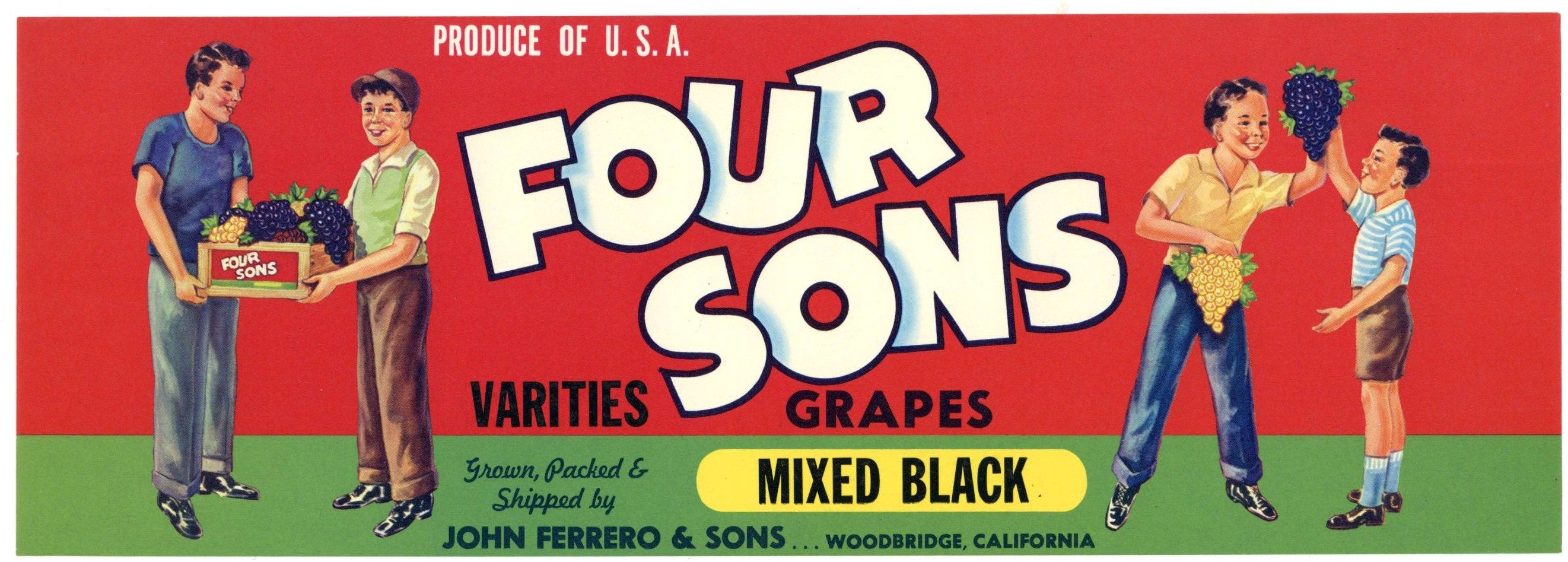 Four Sons Brand Vintage Grape Crate Label, mixed – thelabelman