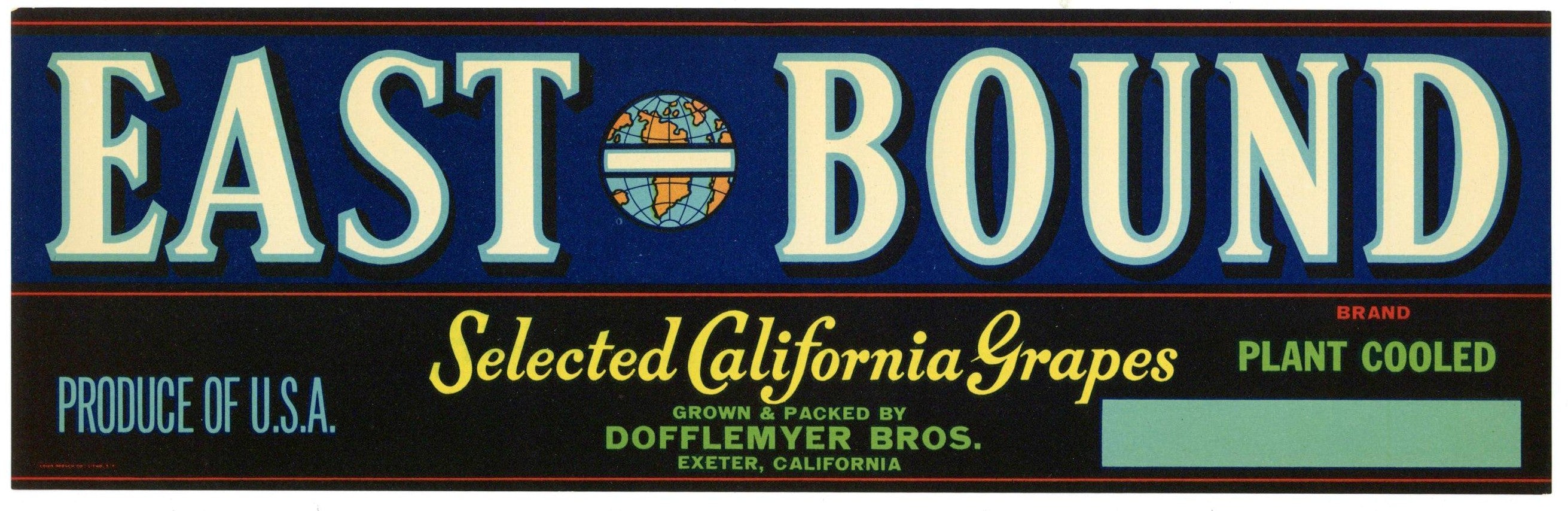 East Bound Brand Vintage Exeter California Grape Crate Label – thelabelman