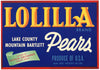Lolilla Brand Vintage Finley, Lake County, California Pear Crate Label
