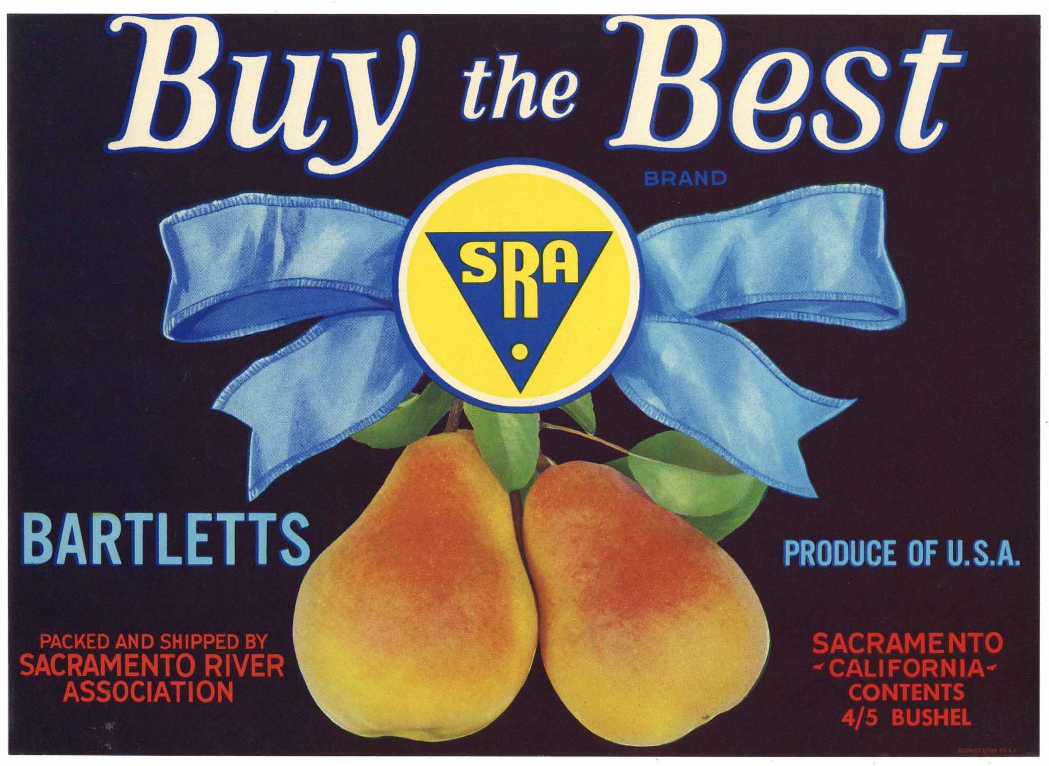 Buy The Best Brand Sacramento Delta, California Pear Crate Label, black