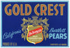 Gold Crest Brand Vintage San Francisco, California Pear Crate Label