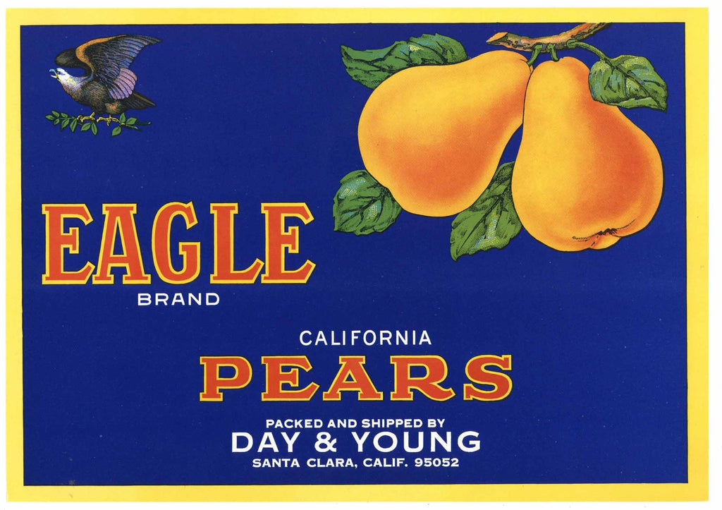 Eagle Brand Vintage Santa Clara Pear Crate Label, zipcode