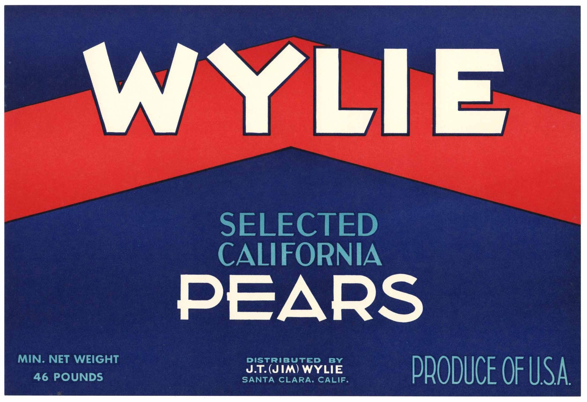 Wylie Brand Vintage Santa Clara California Pear Crate Label