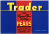 Trader Brand Vintage Medford, Oregon Pear Crate Label