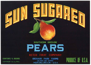 Sun Sugared Brand Vintage Medford Oregon Pear Crate Label
