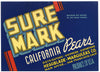 Sure Mark Brand Vintage Pear Crate Label