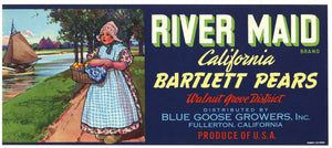 River Maid Brand Vintage California Pear Crate Label, lug