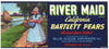River Maid Brand Vintage California Pear Crate Label, lug