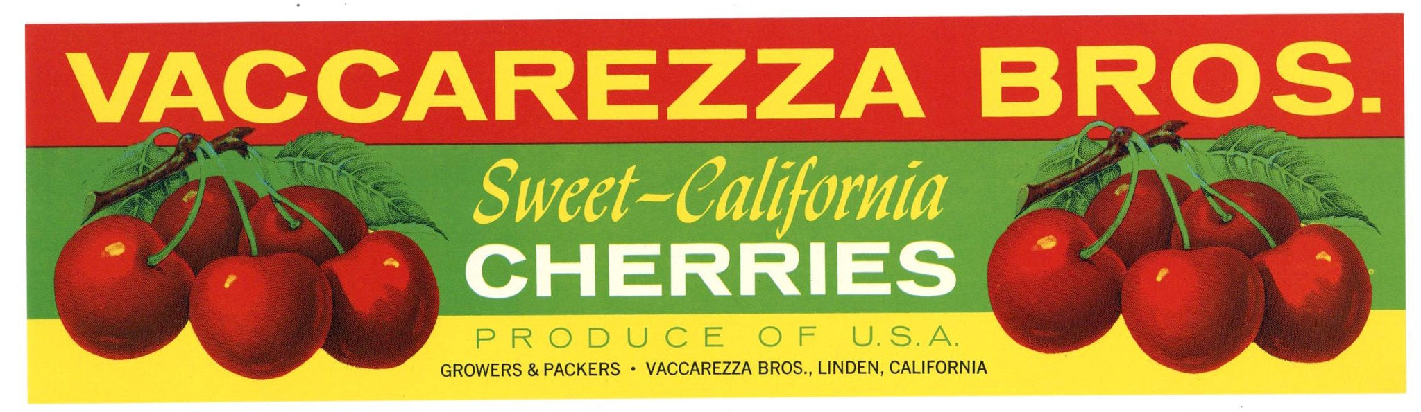 Vaccarezza Bros. Brand Vintage Linden California Cherry Crate Label