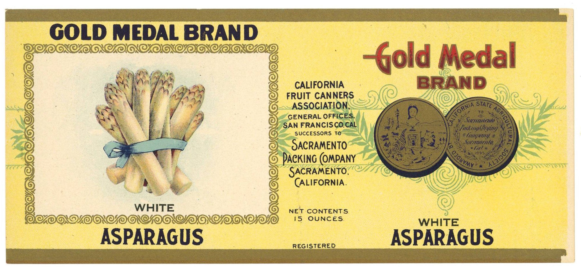 Gold Medal Brand Vintage Asparagus Can Label, white