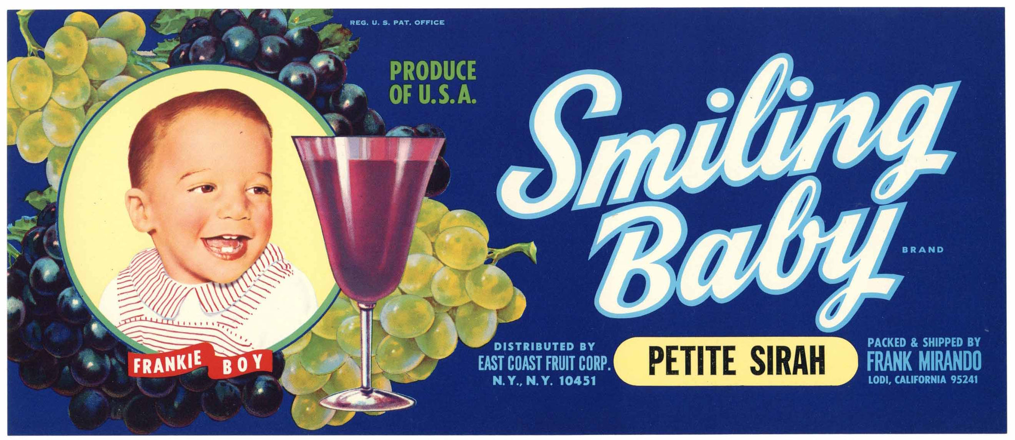 Smiling Baby Brand Vintage Lodi Petite Sirah Grape Crate Label