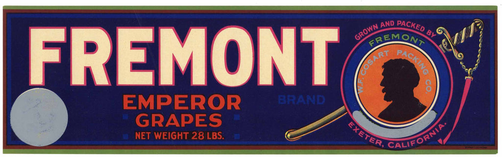 Fremont Brand Vintage Exeter Grape Crate Label