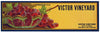 Victor Vineyard Brand Vintage Lodi Tokay Grape Crate Label, blank